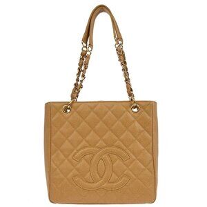 Chanel Beige Calfskin Petite Shopping Tote PST Chain Handbag 126115
